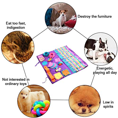 Dog Puzzle Mat, Dog Snuffle Mat Interactive Food Puzzle Juguetes para Gatos Perros Uso de Viaje portátil, Dispensador de Tratamiento para Perros Al Aire Libre Alivio del estrés