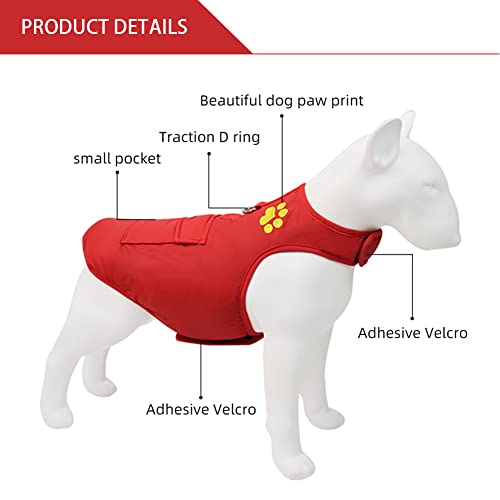 DoggieKit Costos de Clima frío para Perros, Chaqueta Reversible Impermeable para Perros cálidos, Chaleco, Abrigo de Invierno con Bolsillo y Anillo en D, Ropa de algodón para Mascotas a Prueba