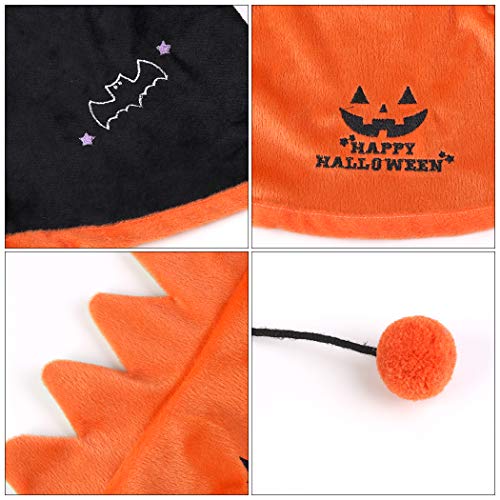 Dorakitten Disfraz para Gato, 2 PCS Disfraz de Halloween para Gato Disfraz de Calabaza y Sombrero de Calabaza Mantón para Mascotas para Gato y Perrito (Doble Cara)