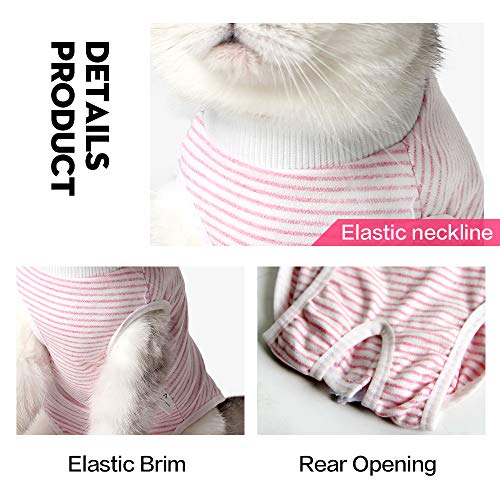 Dotoner Traje de recuperación Profesional para Gatos, Gata Camiseta de recuperación quirúrgica para heridas Abdominales Vendas Cono Cuello en Forma Alternativo(Rosa,l)