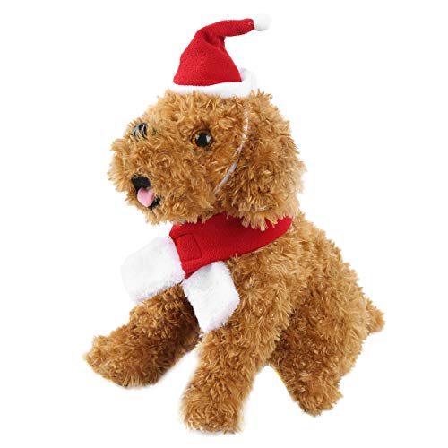 dPois Disfraz de Navidad para Mascotas Gatitos Perritos Pequeños Sombrero Bufanda Abrigo de Polar Cálido Dulce Regalo Festivo para Navidad Rojo B One Size