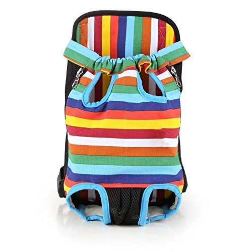 Ducomi® Denim & Canvas - Mochila Delantera para Perros y Cachorros - Estuche para Mascotas (L, Raya)