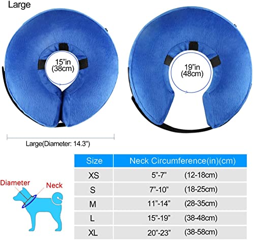 Ducomi Inflable Collar Isabelino Perro o Gato – Cono de Cuello Ajustable para Mascotas Recuperación de Cirugía o Heridas - Previene la Infección por Arañazos y Picaduras