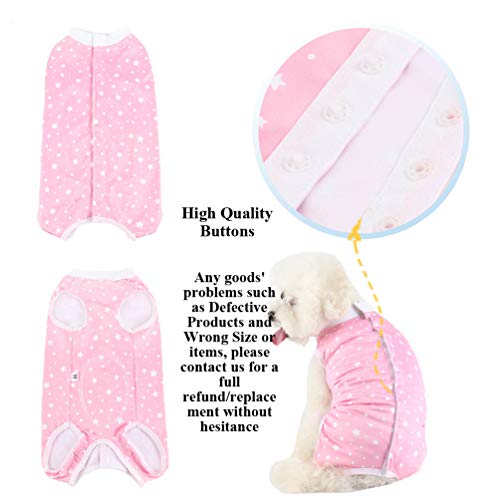 Due Felice Traje de recuperación quirúrgica profesional para perros, mono de gato para heridas abdominales, enfermedades de la piel, camiseta para interiores y mascotas, estrella rosa/XXL