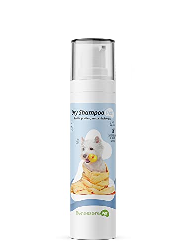 DYNAMOPET BenesserePet Champú seco en seco para Perros y Gatos 200 ml, Champú para Mascotas sin aclarado, Fácil y práctico, Champú para Perros y Gatos en Espuma limpiadora