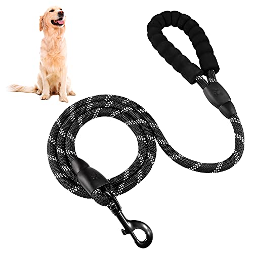 Eastlion Correa de Perro Nylon con Mango Acolchado Suave＆Reflectantes,Correa Perro 1,5 m para Perros pequeños, medianos y Grandes(Negro)