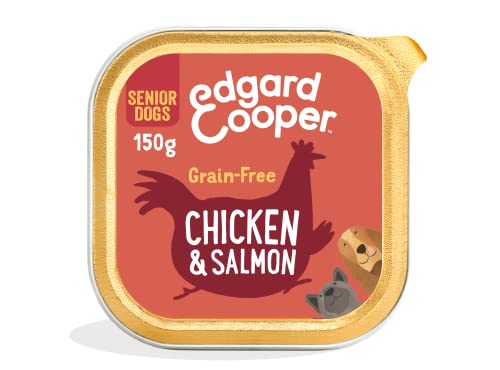 Edgard & Cooper Pienso para Perros Senior Mayores Comida Humeda Natural 11x150g Pollo y Salmón Fresco, Alimento Sano, Sabroso y Equilibrados