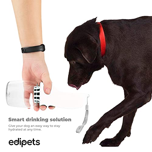 Edipets, Bebedero Perro Portatil, 350 ml, Antibacteriano, Botella Agua, Antibacteriano, a Prueba de Fugas, Libre de BPA, Ideal para Actividades al Aire Libre (Blanco)