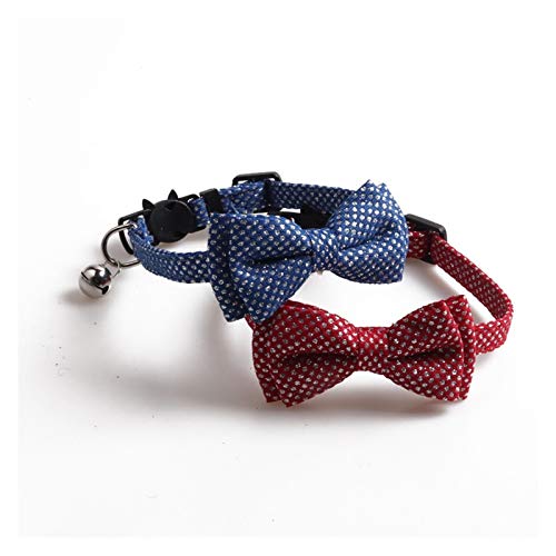 EKYJ Moda Lentejuelas Bowknot Gato Collares Punto patrón pequeño Perro Arco Corbata Ajustable Cachorro Gatito Accesorio Mascota Gatos Doggy Collar para Accesorios de Aseo de Perros y Gatos