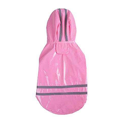 Eogrokerr Chubasquero para perros de mascotas, chaqueta ligera para lluvia, chaqueta impermeable a la moda con tiras reflectantes seguras para mascotas pequeñas y medianas (XL, rosa)