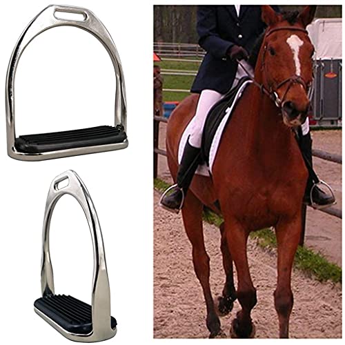 Estribos seguridad Acero inoxidable para montar caballo, Bnwt de acero inoxidable para montar a caballo, Estribo para montar caballo alta resistencia almohadilla goma antideslizante