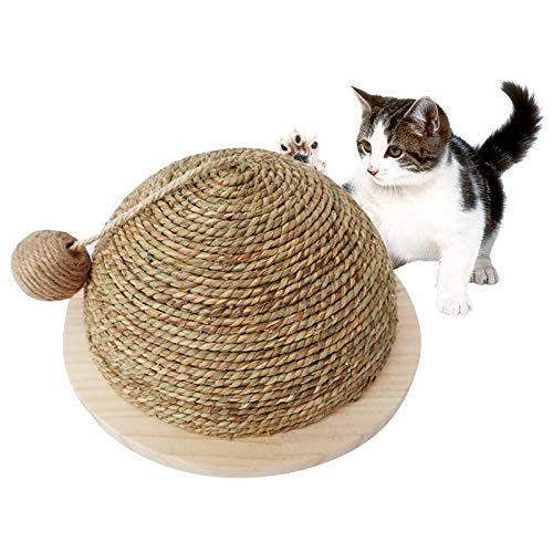 Estructura de escalada para gatos, juguetes para m Gatos Juguete de madera Plato de fondo Paja S Paja Semicircular Mechada Bola Bola Gatos Juguete Escalada Marco Gatos Juguete Con Sisal Colgante Bola