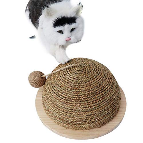 Estructura de escalada para gatos, juguetes para m Gatos Juguete de madera Plato de fondo Paja S Paja Semicircular Mechada Bola Bola Gatos Juguete Escalada Marco Gatos Juguete Con Sisal Colgante Bola