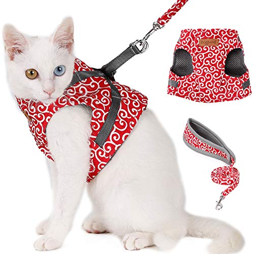 ETOPARS Conjunto de Arnés y Correa para Gato, Gato Perro Chaleco Arneses, Chaqueta de Chaleco para Gatos, Chaleco Suave para Cachorros Gatos, Adecuado Caminar Viajes