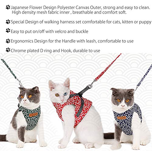 ETOPARS Conjunto de Arnés y Correa para Gato, Gato Perro Chaleco Arneses, Chaqueta de Chaleco para Gatos, Chaleco Suave para Cachorros Gatos, Adecuado Caminar Viajes