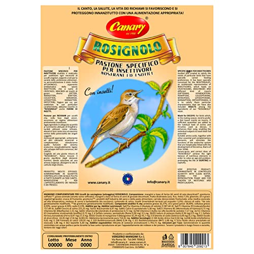 EVOM Canary Rosignolo 1 Paquete de 3kg, alimento para Aves insectívoras Locales y exóticas, para Cantos y Aves como: ruiseñor, banderín, mirlo, Cesena, Redwing, 1 Bolsa