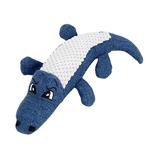 EVTSCAN Juguete chirriante para Mascotas, Juguetes para Perros, simulación con Forma de cocodrilo, Peluche, Resistente a Las mordeduras, Juguetes vocales para Perros y Mascotas molares(Azul)