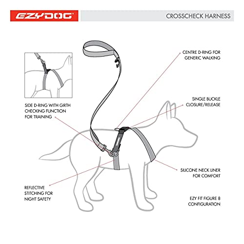 EzyDog Arnés antitirones para perros – Arnés para perros pequeños, medianos y grandes, accesorio para entrenamiento de perros, reflectante, tamaño ajustable (L, marrón)