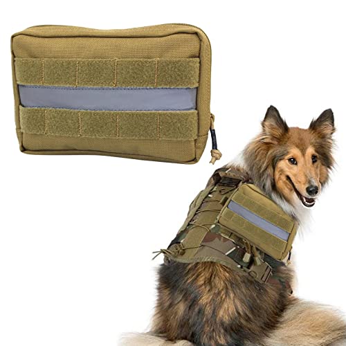 F Fityle Bolsa Militar táctica para sillín de Perro, alforja con arnés, Mochila para Perros medianos y Grandes - Color Barro