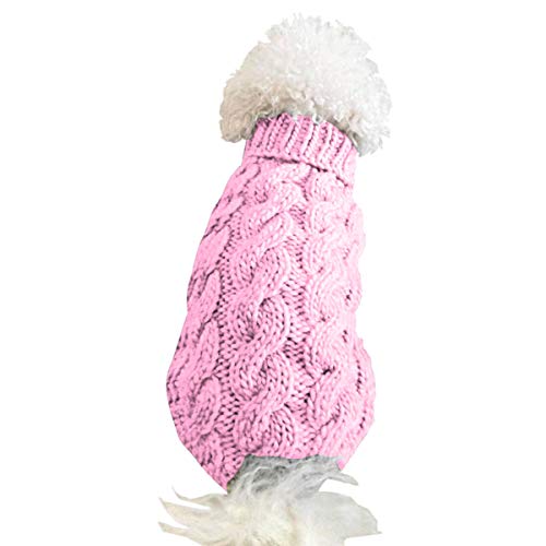 FAMKIT Abrigo de Punto con Cuello Alto para Perros y Mascotas, Ropa para Perros y Mascotas Prendas de Punto (Solo Apto para Perros pequeños o medianos/Perros Grandes no Compre) Pink,L