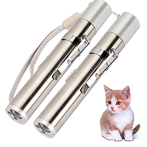 Famkrw Puntero LED Gatos Perro Mascota Juguete Interactivo con USB Recargable, 2 Piezas Mini Palo De Gato Divertido para Mascotas Portátil, Juguetes Ligeros, Regalos para Mascotas