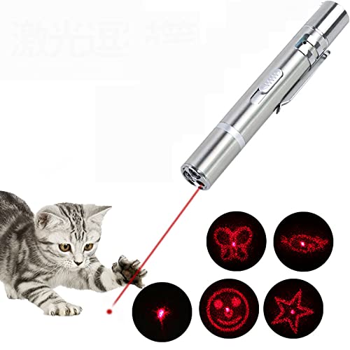 Famkrw Puntero LED para Gatos Juguete para Perros Puntero De Luz con USB Recargable, 2 Piezas De Juguete Interactivo Multifunción para Mascotas con 5 Patrones, Mini Linterna Portátil