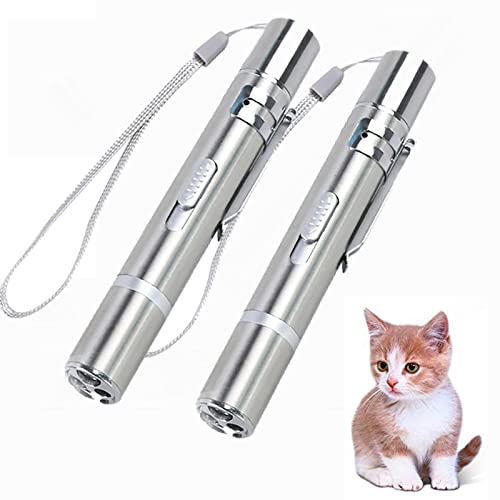 Famkrw Puntero LED para Gatos Juguete para Perros Puntero De Luz con USB Recargable, 2 Piezas De Juguete Interactivo Multifunción para Mascotas con 5 Patrones, Mini Linterna Portátil