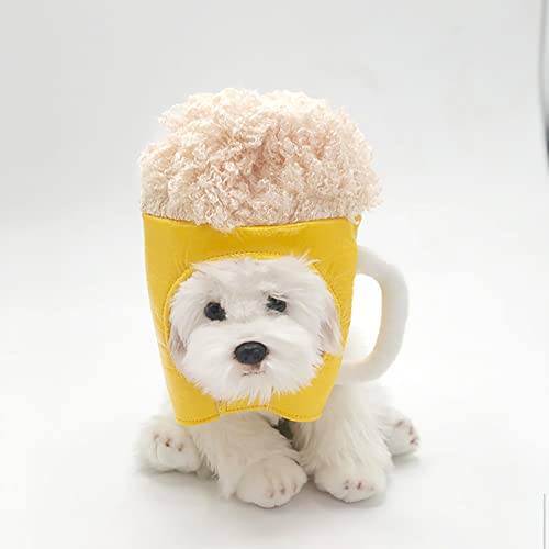 FAMOUHOME Sombrero De Perro Mascota, Lindo Sombrero De Taza De Cerveza Novedoso para La Cabeza, Disfraz para Mascotas Gatito, Cachorro, Caminar, Fotografía, Fiestas (L,Amarillo)