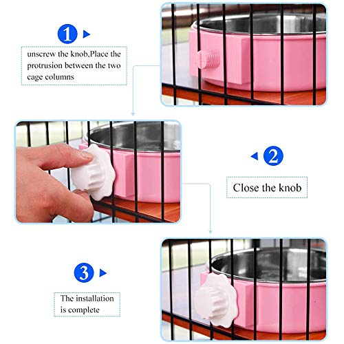 FANDE 2PCS Comedero Perro, Animales Domésticos Colgantes Jaula Extraíble Comedero 2 en 1 Colgando Cuenco Comedero para Gatos Perros Conejos