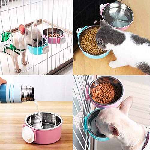 FANDE 2PCS Comedero Perro, Animales Domésticos Colgantes Jaula Extraíble Comedero 2 en 1 Colgando Cuenco Comedero para Gatos Perros Conejos