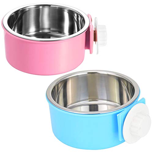 FANDE 2PCS Comedero Perro, Animales Domésticos Colgantes Jaula Extraíble Comedero 2 en 1 Colgando Cuenco Comedero para Gatos Perros Conejos