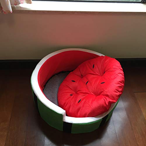 FAPROL Cama para Gatos, Gatos Grandes Y Perros Pequeños, Camas Rojas Cálidas para Mascotas, Cama para Cachorros Cómoda Y Lavable, Sofá De Diseño De Sandía para Casa L