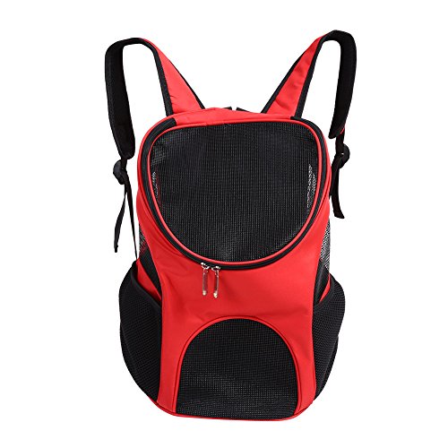 Fdit Bolsa de Hombro Portátil para Mascotas Mochila de Mascotas Transpirable Portador de Viajes Aire Libre para Mascotas Perro Gato Conejo(Rojo)