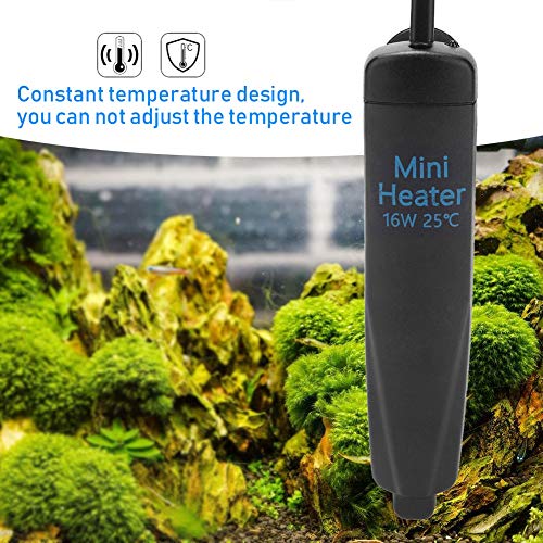 Fdit Calentador de Temperatura Constante para Acuario Calentador de Agua irrompible para Acuario con protección de Seguridad Anti-seco Mini pecera Sumergible(16W)