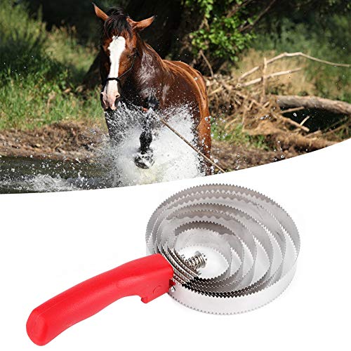 Fdit Horse Curry Comb 6 Ring Cepillo para la picazón del Caballo Metal Horse Shedding Comb Cepillos de Acero Inoxidable para la preparación del Caballo con Agarre Suave