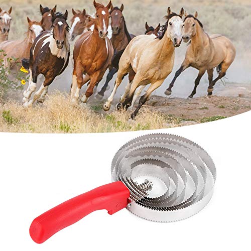 Fdit Horse Curry Comb 6 Ring Cepillo para la picazón del Caballo Metal Horse Shedding Comb Cepillos de Acero Inoxidable para la preparación del Caballo con Agarre Suave