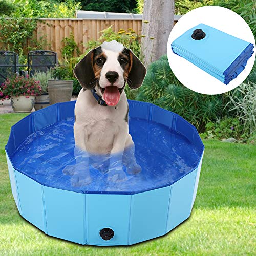 Fdit Piscina Plegable para Mascotas, bañera para Mascotas, bañera portátil para Mascotas, bañera para Perros y Gatos de tamaño pequeño a Grande al Aire Libre(L-Azul)