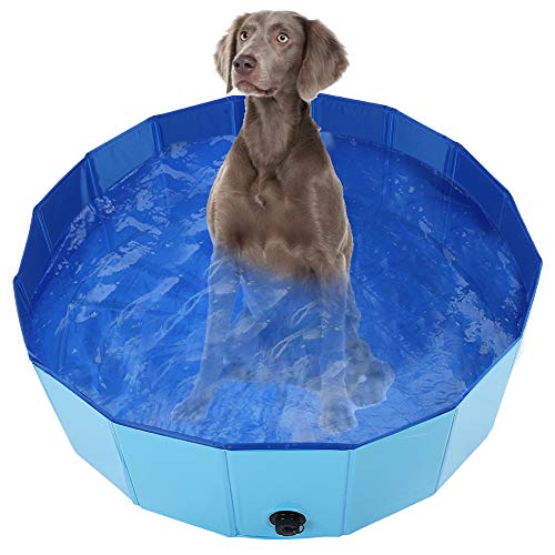 Fdit Piscina Plegable para Mascotas, bañera para Mascotas, bañera portátil para Mascotas, bañera para Perros y Gatos de tamaño pequeño a Grande al Aire Libre(L-Azul)