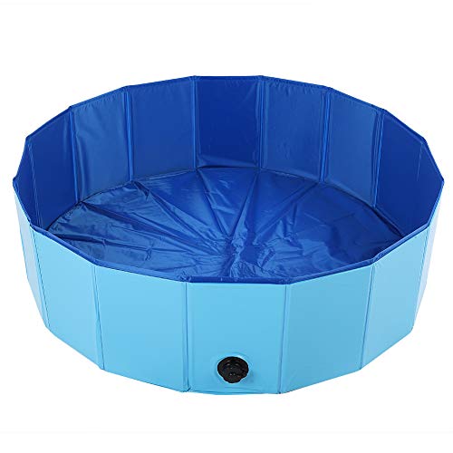 Fdit Piscina Plegable para Mascotas, bañera para Mascotas, bañera portátil para Mascotas, bañera para Perros y Gatos de tamaño pequeño a Grande al Aire Libre(L-Azul)