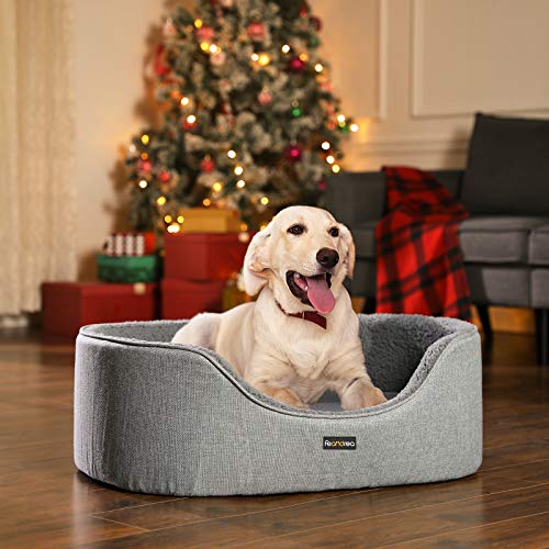 FEANDREA Cama para Perro, Cojín Reversible, Lavable, 92 x 72 x 28 cm PGW33GG