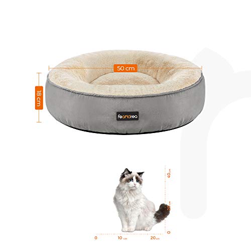 FEANDREA Cesta de Perros Redonda, Cama Redonda, ø 50 cm, Gris Claro PGW050G01