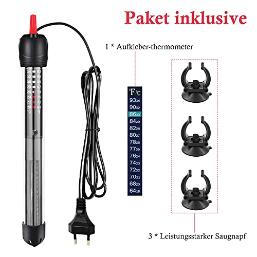 FEDOUR Calefacción para acuario, 50 W, 100 W, 300 W, temperatura ajustable, con ventosas, termostato para tanques de peces (100 W)