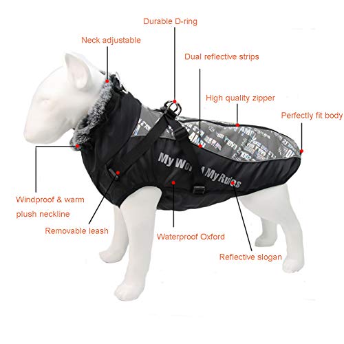 FEimaX Abrigo para Perro de Invierno Impermeable Chaqueta de Felpa Cálido Reflectante Chaleco de Algodón Suave para Cachorro Ropa para Mascotas Perros Pequeños, Medianos y Grandes