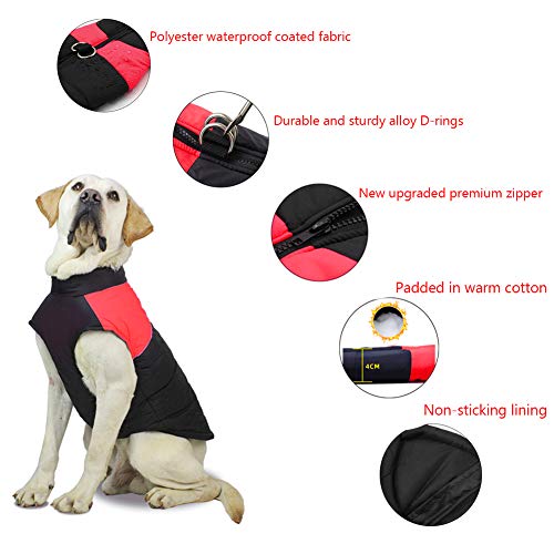 FEimaX Abrigo para Perro Impermeable Chaqueta Cálido de Invierno y Otoño, Ropa de Algodón para Perros Pequeños Medianos y Grandes Mascotas Chaleco de Cachorro y Gato para Clima Frio