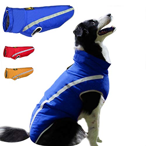 FEimaX Abrigo para Perros de Invierno Chaqueta Impermeable Ropa a Prueba de Viento con Forro Polar y Orificio para Arnés, Chaleco Cálido Duradero para Perro Pequeños Medianos Grandes y Mascotas