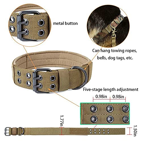 FEimaX Collar De Perro Táctico Collar De Perro De Nylon Antidesgaste De Entrenamiento Ajustable Militar con Doble Hebilla De Anillo En D De Metal para Perros Pequeños Medianos y Grandes (Negro, M)