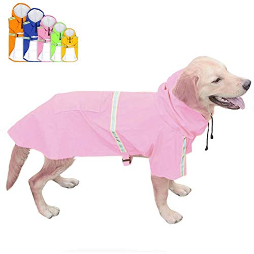 FEimaX Impermeable para Perros Abrigo Impermeables con Capucha, Chubasquero Reflectante y Ajustable, Poncho de Lluvia Impermeable para Perros Pequeños medianos y Grandes