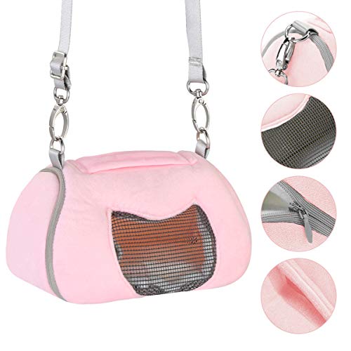 Felenny Bolsa de Transporte para Hámster Cama de Casa para Animales Pequeños Invierno Cálido con Correa de Hombro Ajustable Y Transpirable Bolso Suave Adecuado para Erbos Jerbos Ratones