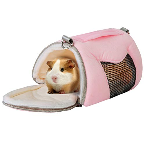 Felenny Bolsa de Transporte para Hámster Cama de Casa para Animales Pequeños Invierno Cálido con Correa de Hombro Ajustable Y Transpirable Bolso Suave Adecuado para Erbos Jerbos Ratones