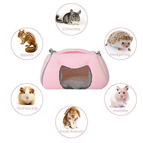 Felenny Bolsa de Transporte para Hámster Cama de Casa para Animales Pequeños Invierno Cálido con Correa de Hombro Ajustable Y Transpirable Bolso Suave Adecuado para Erbos Jerbos Ratones